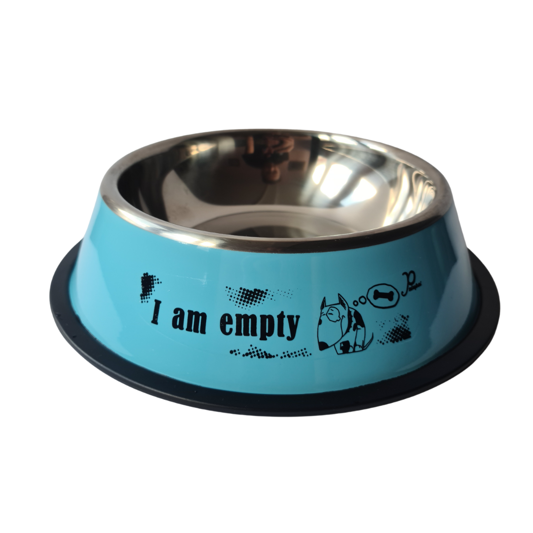 Cuenco de acero inoxidable para perros "I am empty" 22'CM